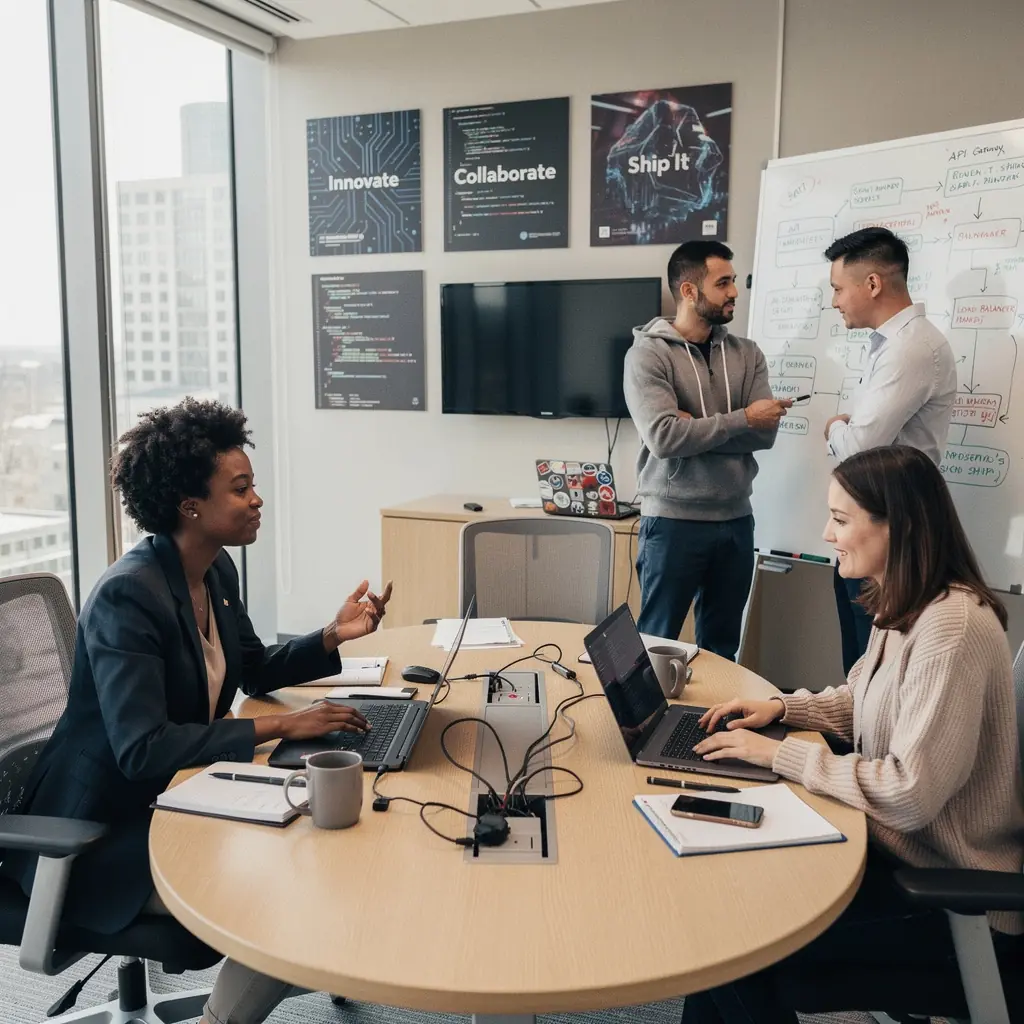 Студенты, работающие над проектами в компьютерном лабораторном помещении.